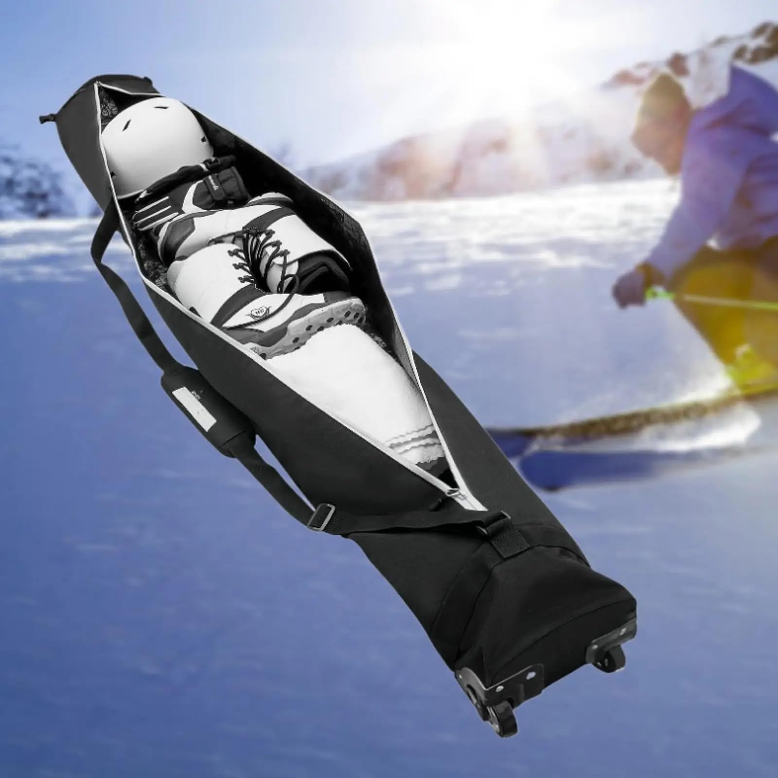 Bolsas para Botas de esquí Bolsa de esquí y Snowboard con Ruedas y Correa Ajustable para Transportar Equipos de Viaje para Practicar Snowboard. Funda para Botas y esquís