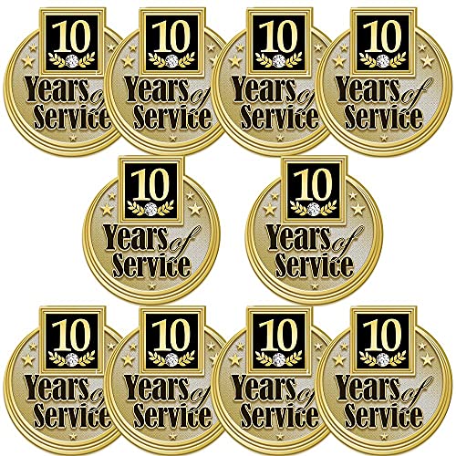 10 Years Recognition Pin, 10 Years Of Service Pins, Sold In Packs Of 10