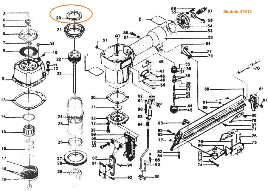 framing nailer air leak from rear cap visual diagram