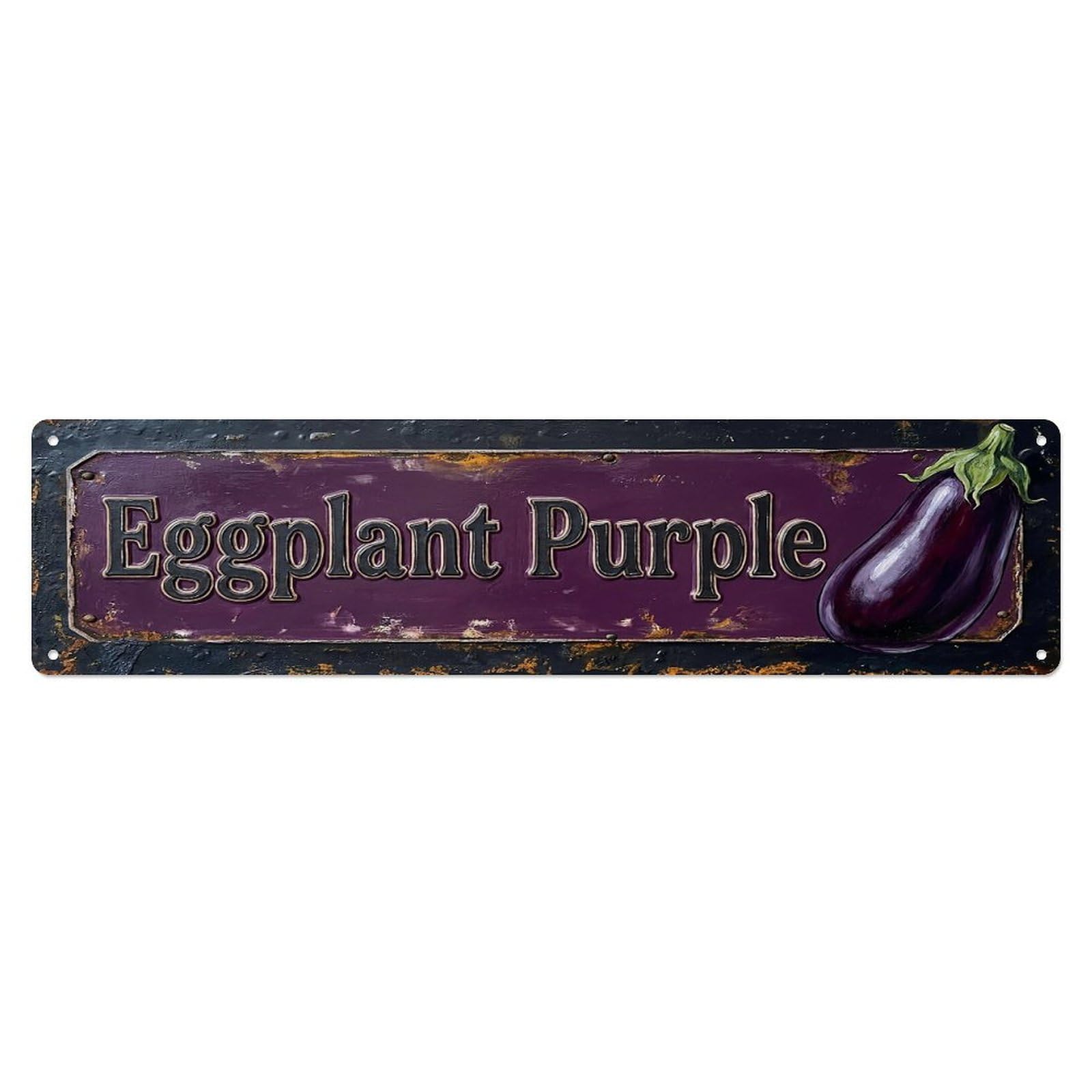Vintage Eggplant Purple Glossy Farmhouse Metal Tin Sign