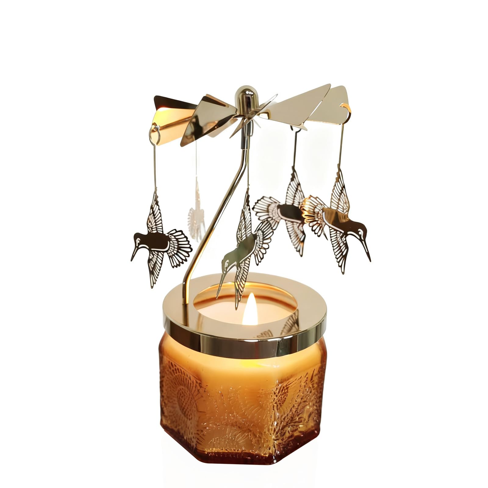 Lavender Scented Candle Carousel Rotary Candle Holder Spinning Tea Light Holder Birthday Gifts for Women, Mom, Wife, Girlfriend, Sister, Female Friends (Hummingbird)