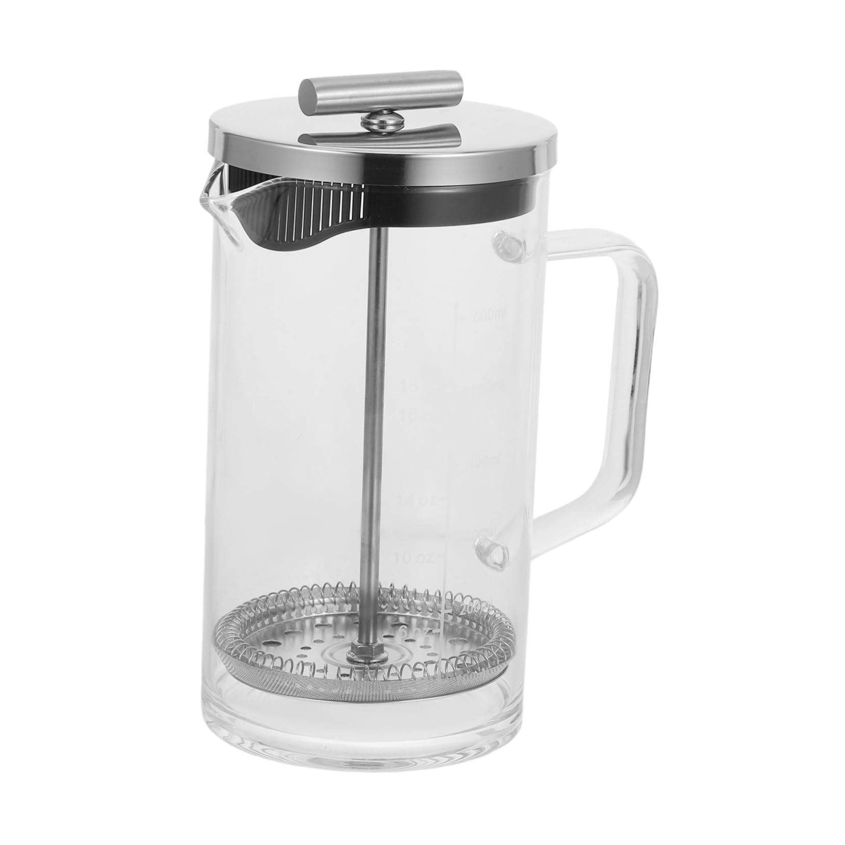 STOBAZA 600ml Household Coffee Press Manual Coffee Maker Scale Press Pot for Easy Cleaning Thick Bottom Glass Teapot