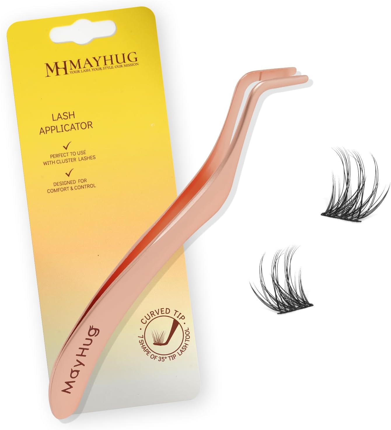 DIY Lash Tweezers Clusters Lash Applicator Tool Professional Tweezers for Easy Lashes Application and Removal, Curved DIY False Eyelash Applicator Tweezers for Eyelash Clusters (Rose Gold 7)