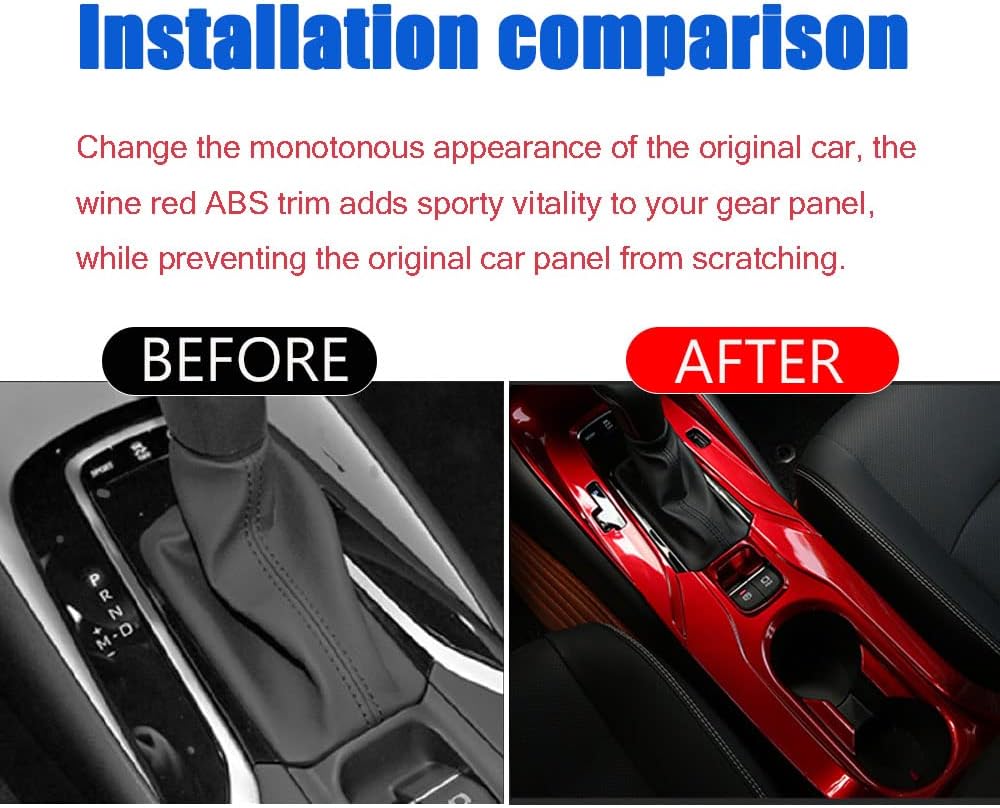 BOYUER for Toyota Corolla 2020 2021 2022,2019-2022 Corolla Hatchback ABS Center Console Gear Shift Panel Frame Cup Holder Cover Interior Decoration Trim,NOT for Cross and 2023-2025 Corolla (Wine Red)