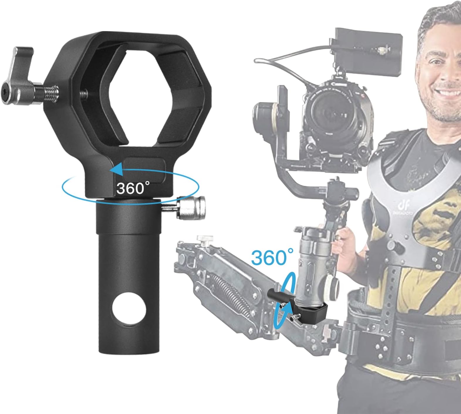 DF DIGITALFOTO TH02 Steadicam Arm&Vest Gimbal Adapter for Handheld Gimbals, Shooting Angle Adjustable, Compatible with Any Gimbal Vest with Arm Pin Diameter 12/13/16mm, like THANOS PRO II/X etc.