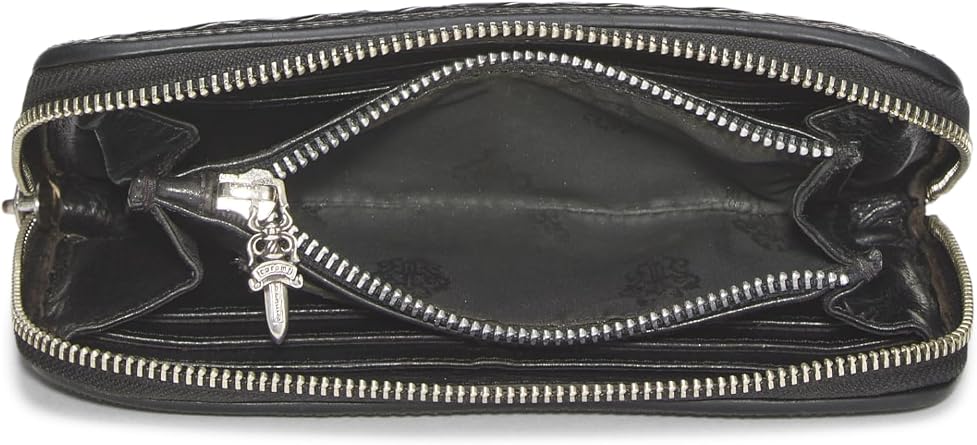 Pre-loved Black Leather Cross Zip-Around Wallet, Black