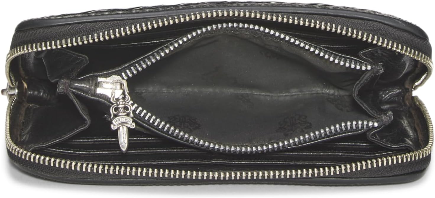 Pre-loved Black Leather Cross Zip-Around Wallet, Black