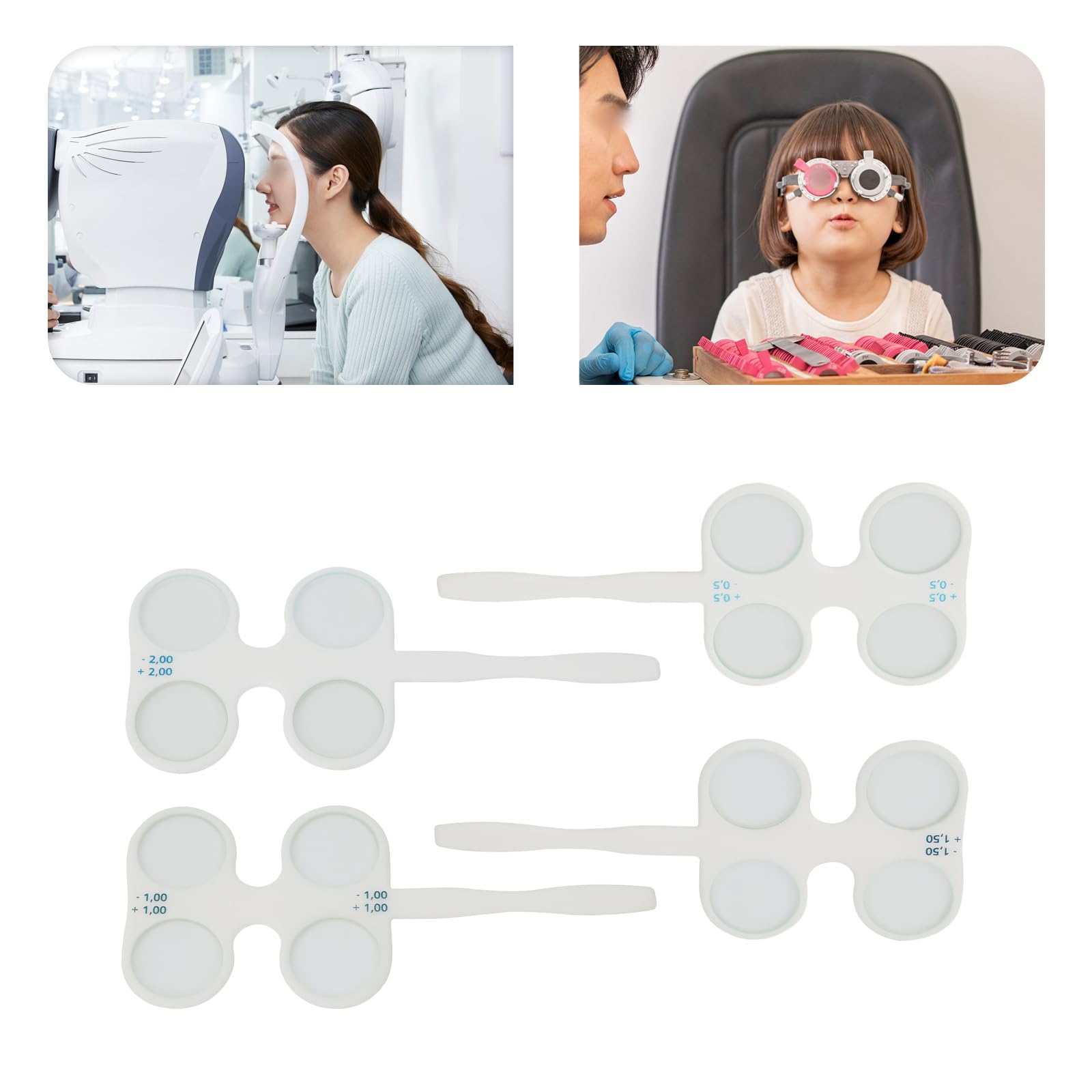 4Pcs Optical Flippers Set White Optical Flipper Optometry Plastic Flip for Lens Confirmation Test ±0.50D to ±2.00D Optical Instruments