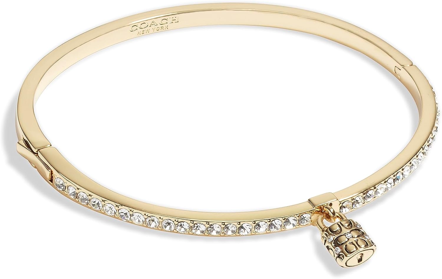 COACH Iconic Padlock Tennis Bangle Bracelet Crystal/Gold One Size