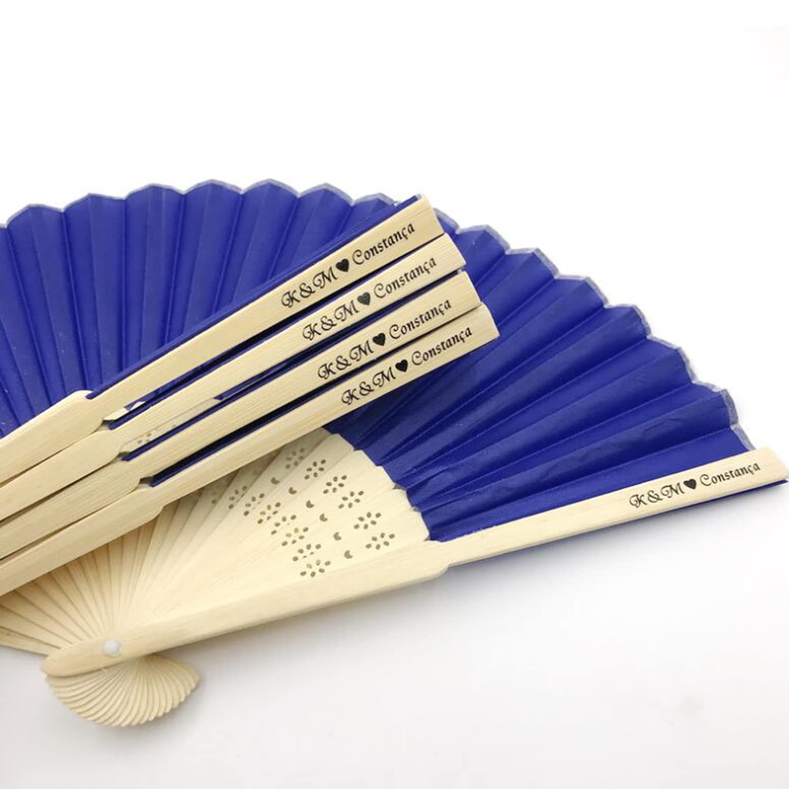 Ter Customized Wooden Hand Fans, Wooden Fans for Wedding Personalized,Personalized Wooden Fans for Wedding Favors,Hand Fans for Wedding Guests. (Blue,100 pcs)