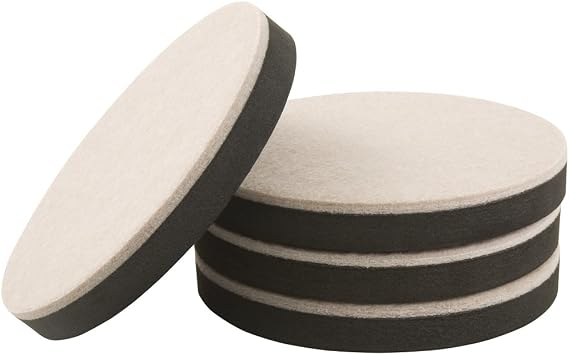SuperSliders Felt Heavy Furniture Reusable Movers for Hard Surfaces 4 Pieces - 5" Round