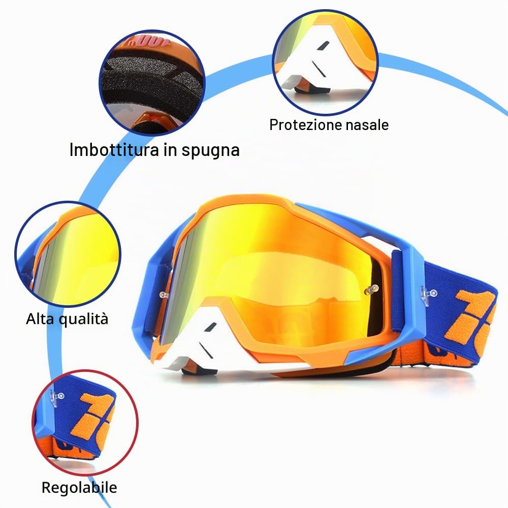 Occhiali Ciclismo Uomo Occhiali Da Moto Ciclismo Antivento Maschera Protettiva Sci E Motocross 100% Downhill Per Esterni