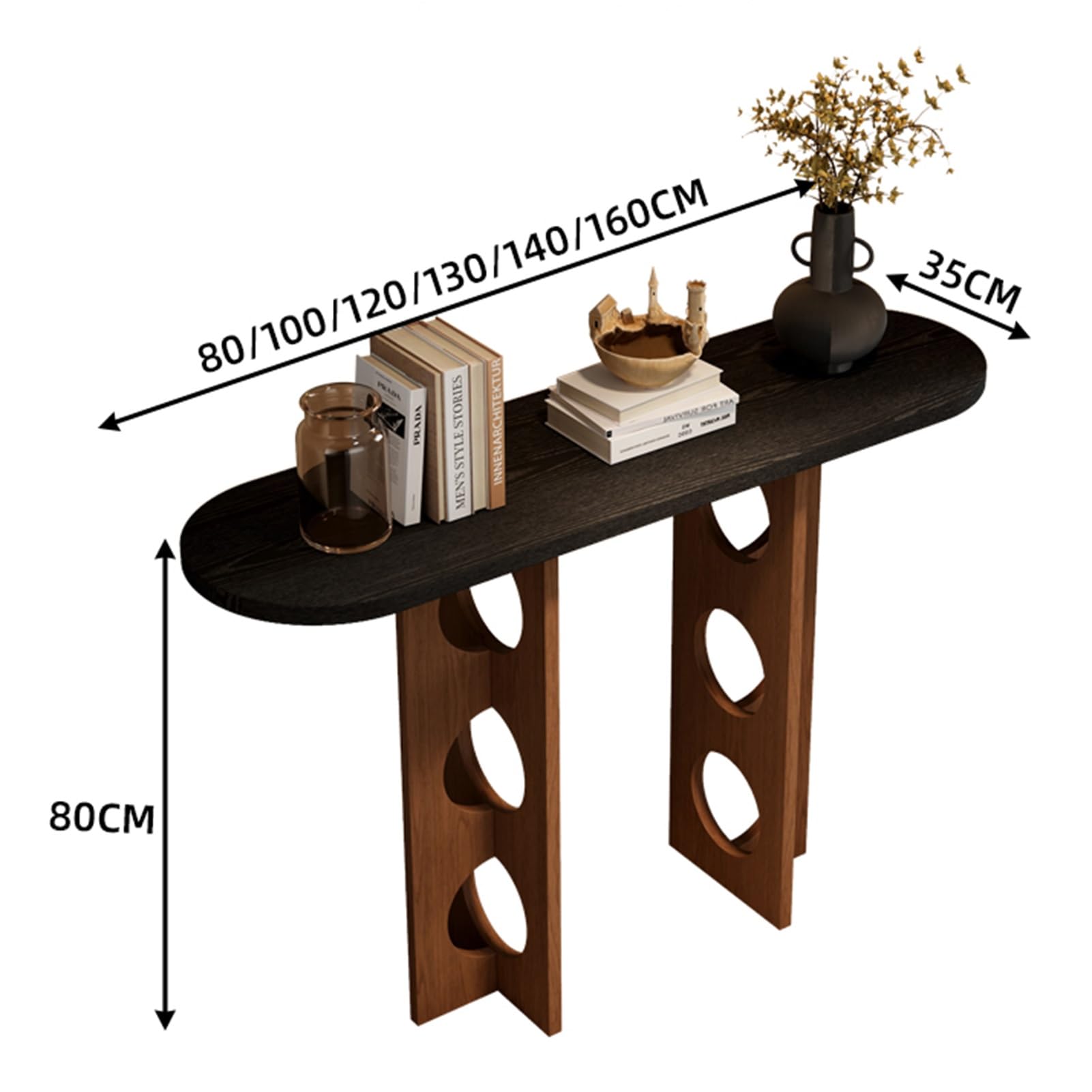 Consolle in legno stile rustico, tavolino stretto per ingresso, tavolino rettangolare da posizionare dietro il divano, tavolino d'appoggio, per ingresso, soggiorno, corridoio, atrio (Nero A, 100 cm/