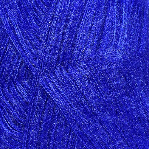 Image of M.G Knitting Wool Yarn, Soft Fancy Feather Wool Royal Blue 300 GMS Best Used with Knitting Needles, Soft Fancy Wool-KJ Art-HFJ