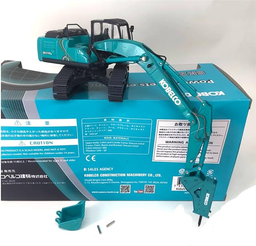 KOBELCO SK210LC 1/50スケールミニチュア for KOBELCO SK210LC-10 Blue excavator+Blue hammer 1:50 Truck Pre