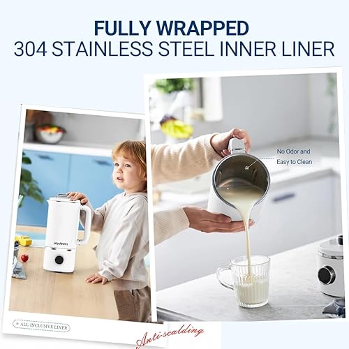 Miniatura 6 de Joydeem JD-PB8200 - Licuadora compacta con 10 menús, licuadora de cocción silenciosa para leche de soja, pasta y jugo, acero inoxidable 304,