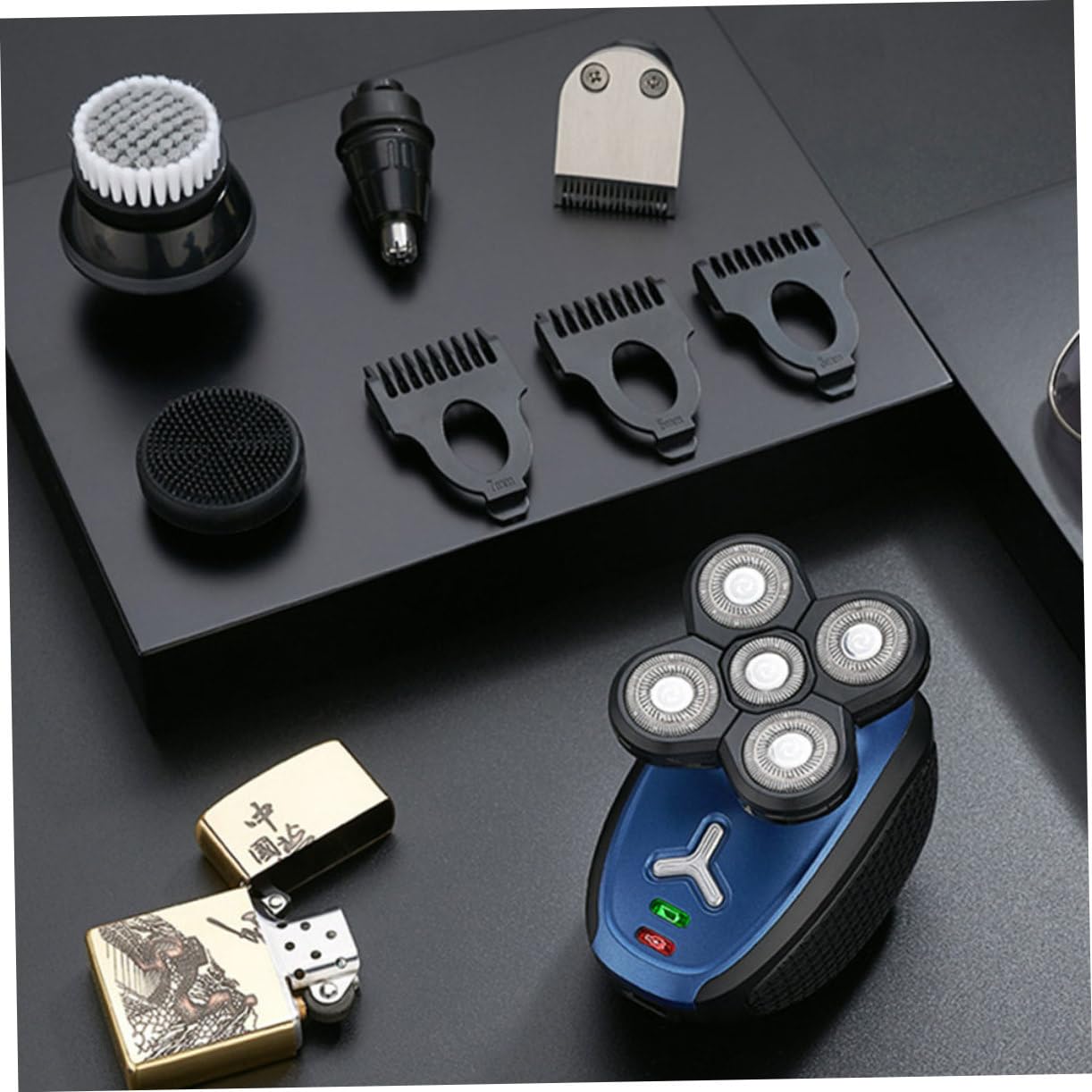 Afeitadora Eléctrica Negra Recargable Resistente al Agua Abs Metal