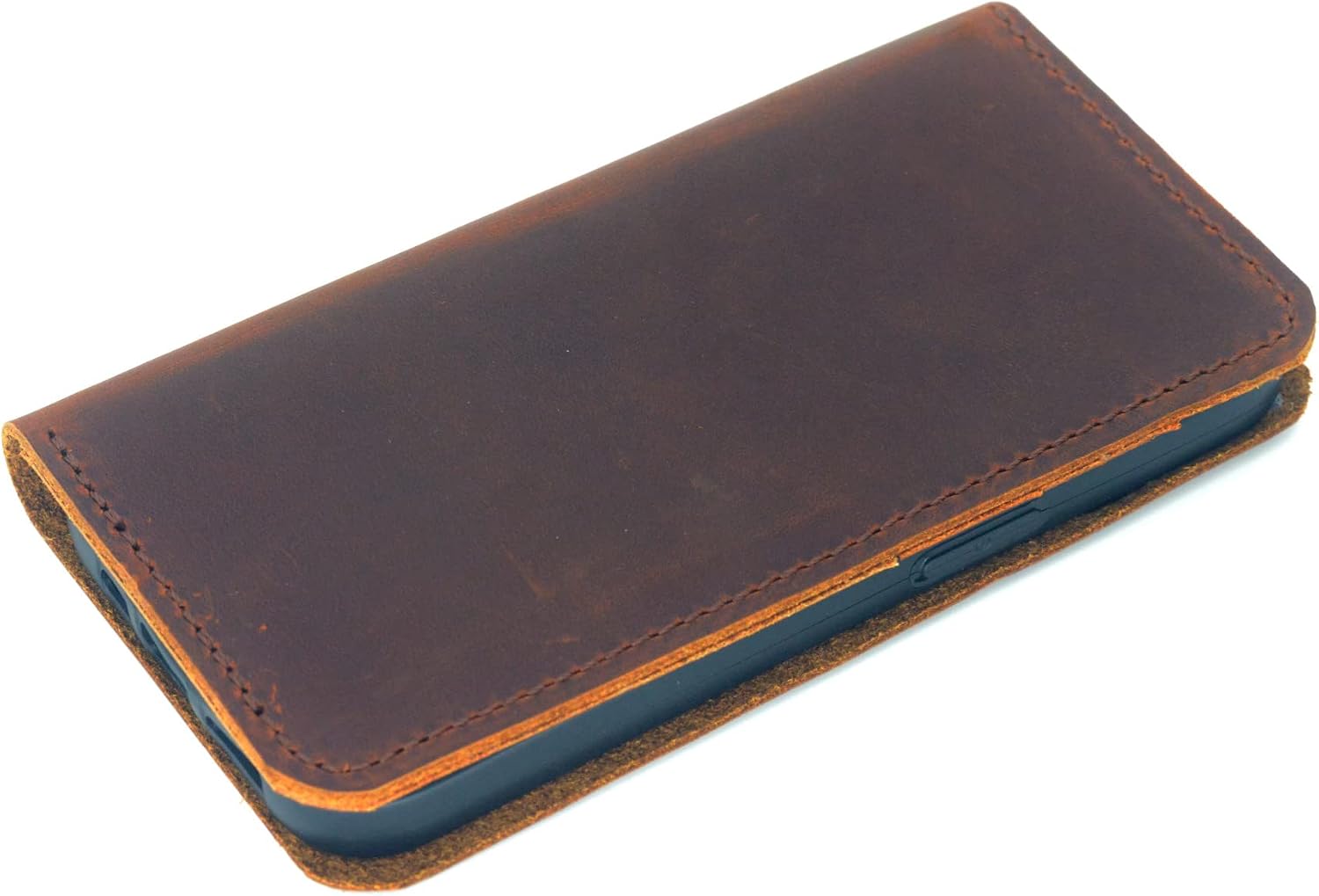 JJNUSA Compatible with Google Pixel 7 Pro Handmade Genuine Distressed Leather Wallet Case Flip Cover Brown