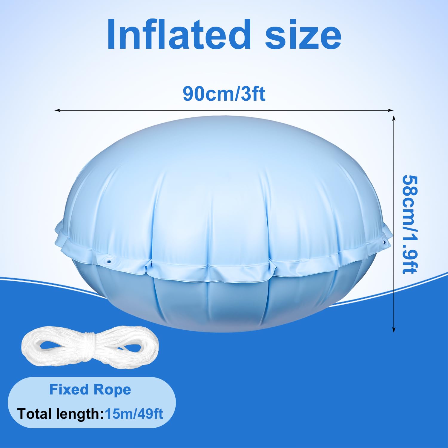Oreiller Gonflable Pour Piscine - PVC Résistant - 150 Cm De Diamètre Avec Corde - Protection Hivernale - 6