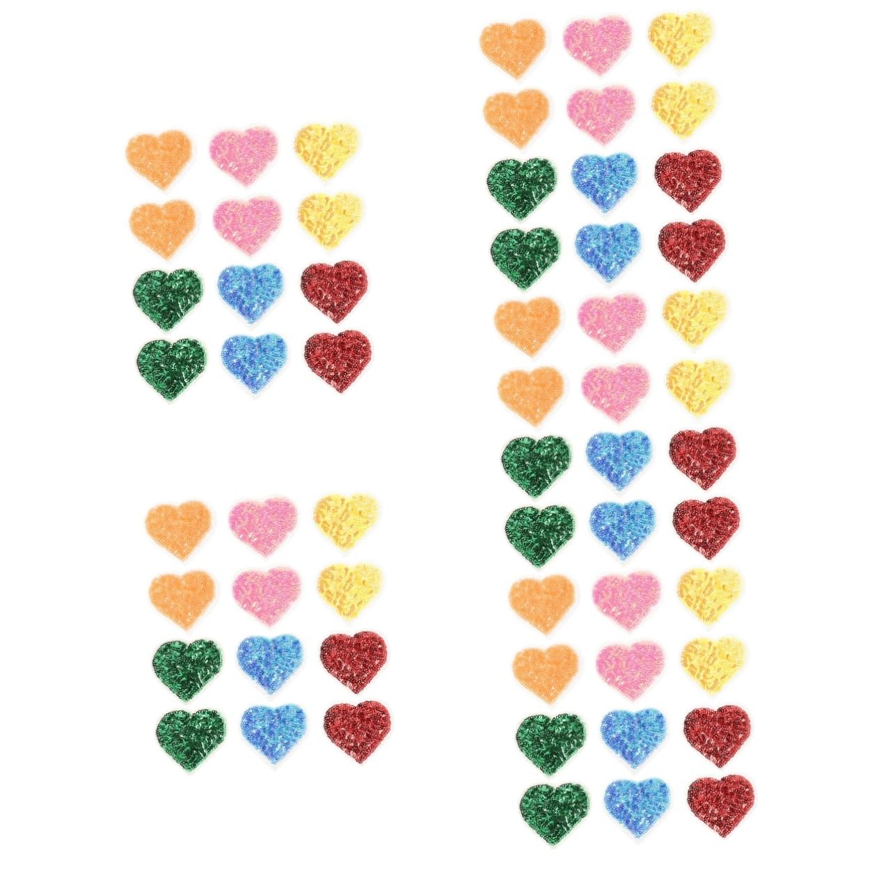 EXCEART 60 Stk Paillettenbestickter Stoffaufnäher Mini- Kleiderflicken Gestickte Aufnäher Für Kinder Wildleder Flicken Zum Aufbügeln Glänzende Herzflecken Patch Zubehör Polyester