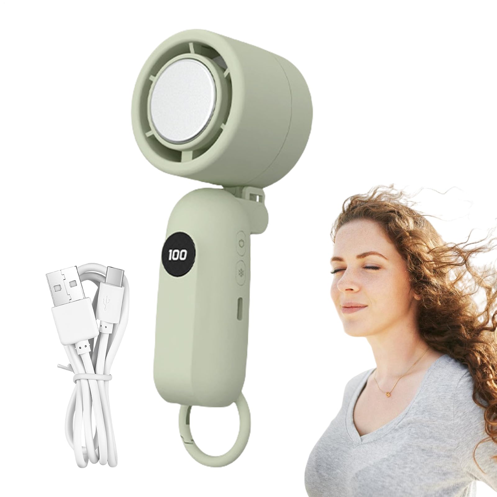 Ventilateur de poche rechargeable avec écran LED et moteur silencieux