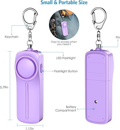 Miniatura 6 de AMIR Juego de llaveros de seguridad para mujeres y niños, 4 piezas de accesorios de llavero de seguridad, juego de llaveros de defensa personal para