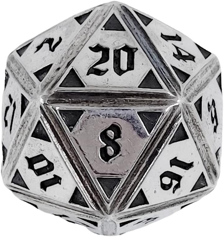 Game dice D20, gift version 10005DD, DnD completely 925 sterling silver (blackening)