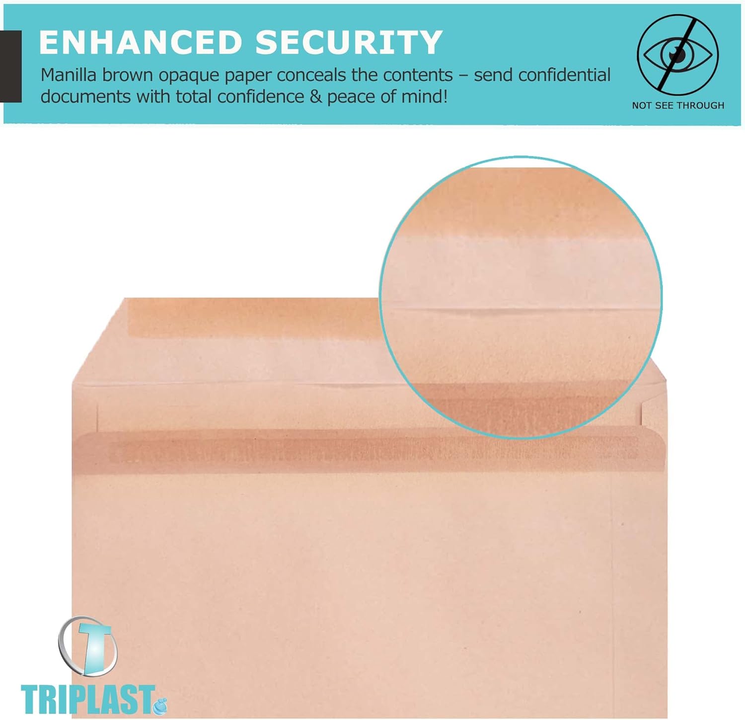 Triplast 250 x DL Manilla Self Seal Security Envelopes (Size: 110x220mm) | Fully Opaque, Self Sealing & Printer Safe Mailing Paper Envelopes | Ideal for Everyday Home, Office & Commercial Use