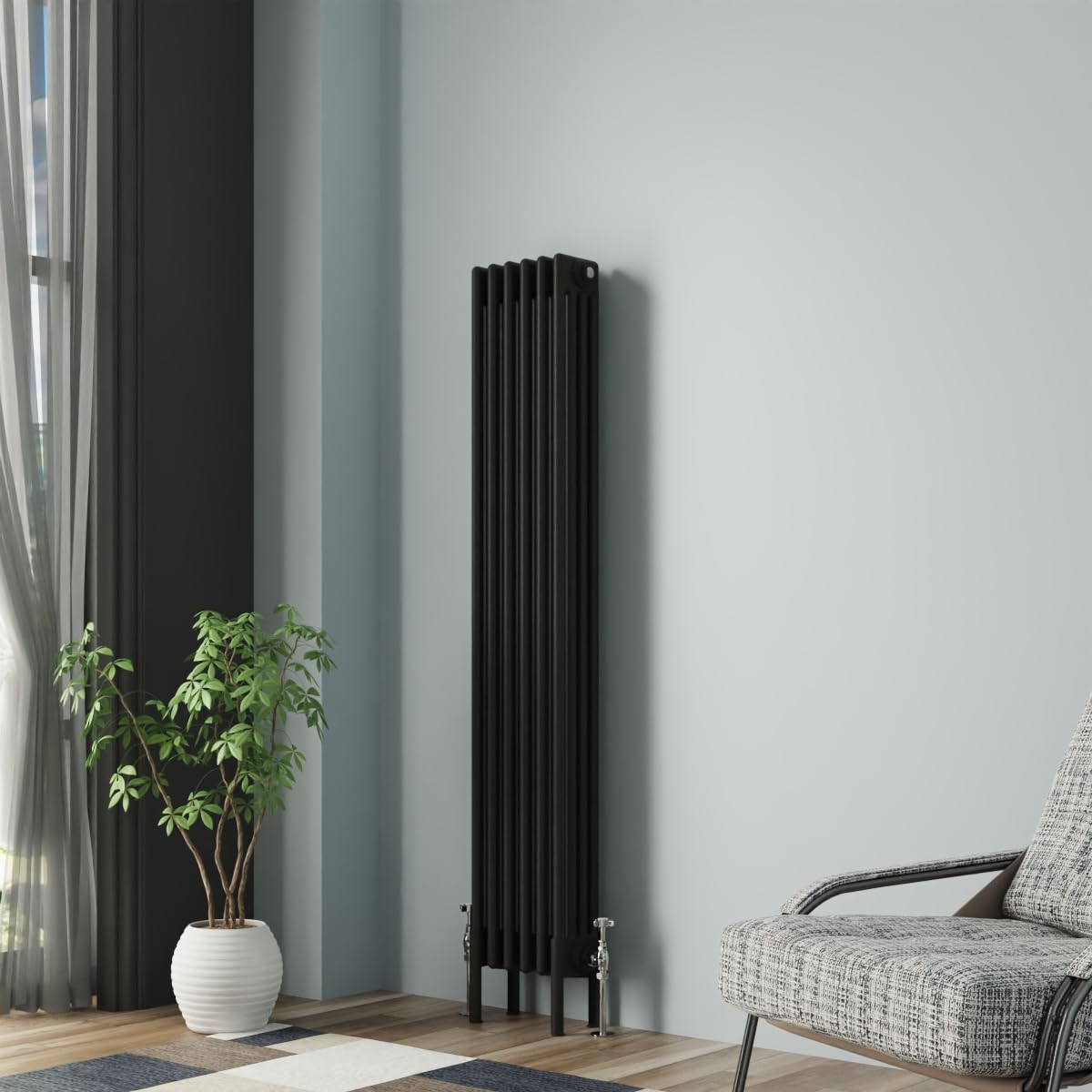 Nrg Black Traditional Cast Iron Radiator Four Column 1500X290mm Interior Designer Bathroom Radiators
