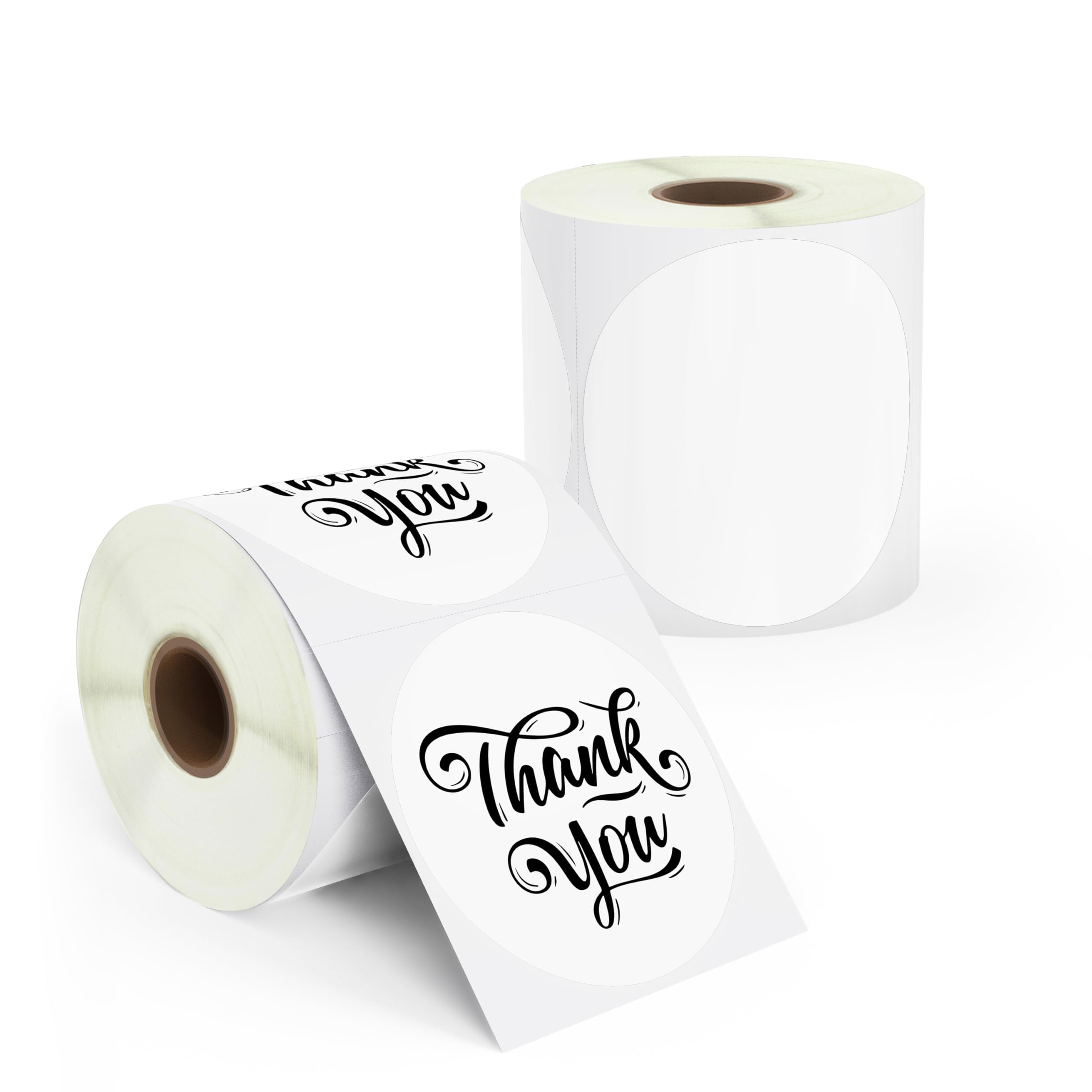 BETCKEY - 76mm Circle Thermal Stickers, Self-Adhesive Round Direct Thermal Labels, Compatible with Zebra & More Label Printer, Perforated[2 Rolls, 2760 Labels]