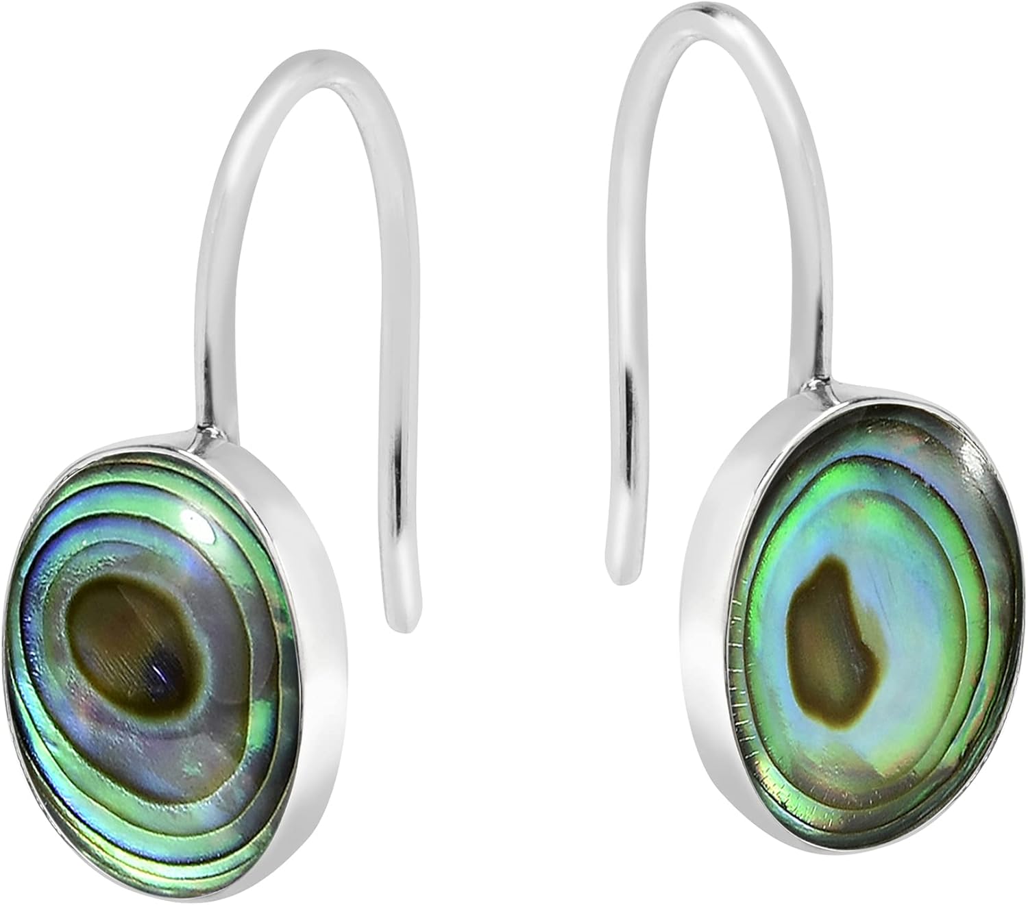 AeraVida Sterling Silver Oval Mother of Pearl Dangle Earrings for Women | 16mm Lightweight Hypoallergenic Hook Earrings in White, Red, Green or Abalone | Minimalist Bridal Jewelry for Wedding or Daily Wear - Image 2