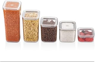Vip Ahmet Vorratsdosen 5er-Set, Müsli Schüttdose & Frischhaltedosen, Kunststoff Vorratsdosen luftdicht Reis, Nudeln, Salz, Mehl, Zucker usw