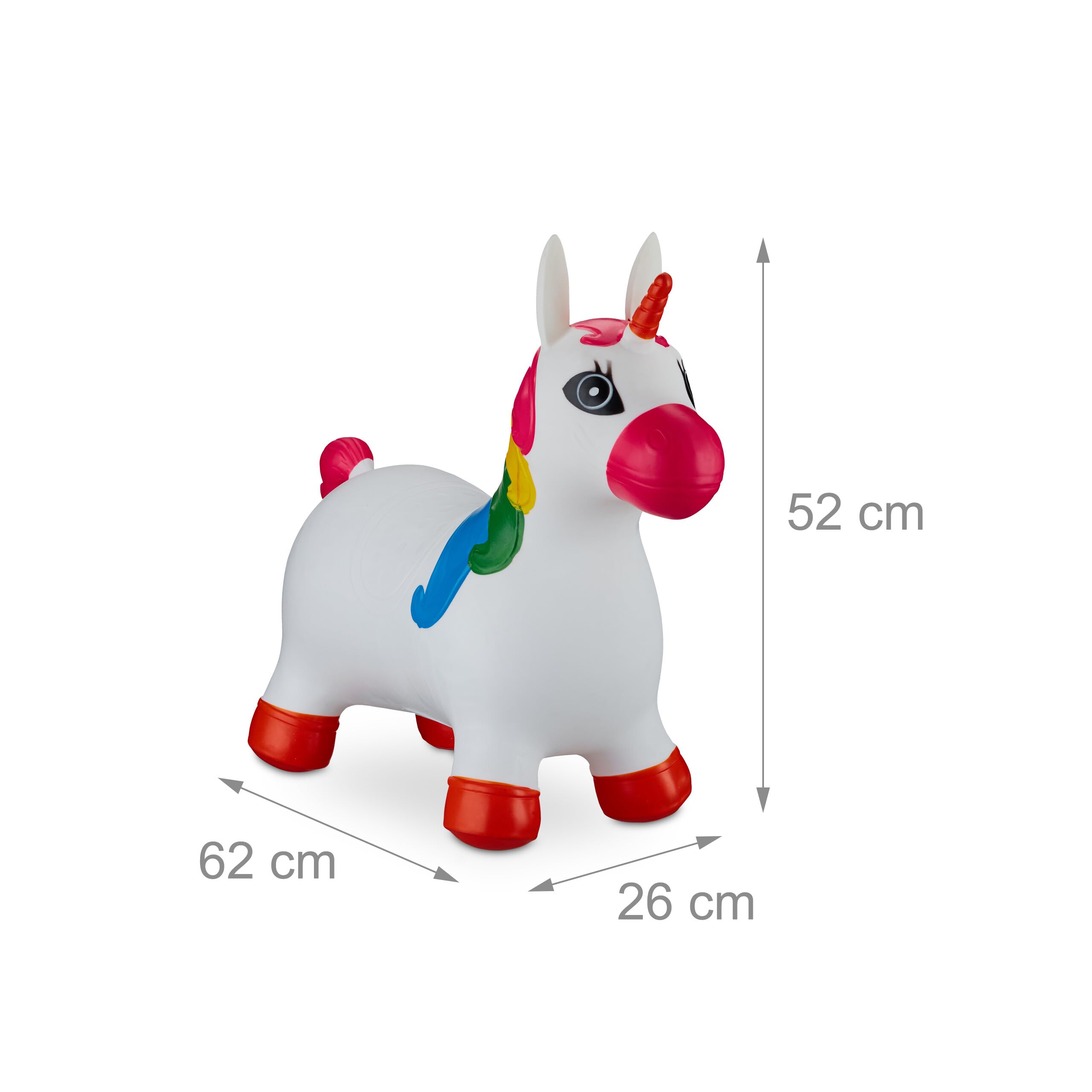 Relaxdays Animal Sauteur en Forme de Licorne, Charge Max. 50 kg, sans BPA, Pompe à air, Blanc