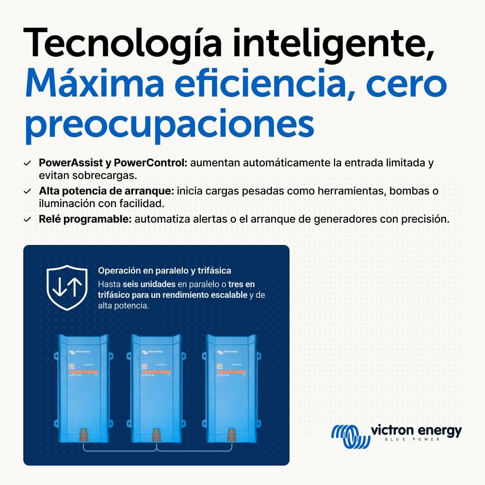Victron Energy MultiPlus 1200VA 12-Voltios 230V Inversor de Onda sinusoidal Pura 50 amperios Cargador de batería