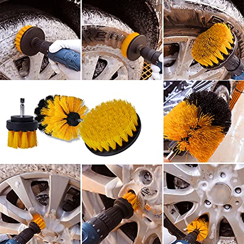 Auto Detailing Drill Brush Set, 4Pcs Wheel Cleaner Brushes, Car Cleaner Wash Brush Supplies Kit For Tire, Car Mats, Floor Mat, Bathroom And Auto Power Scrubber Brush Cleaning Sets. #TOP3