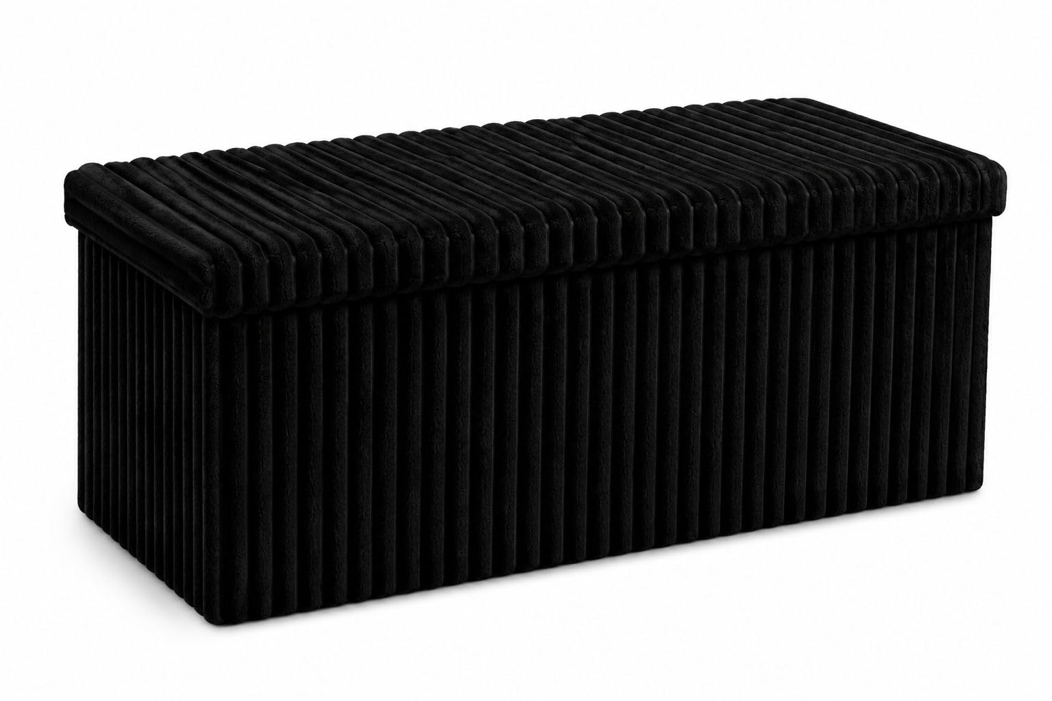 LAWRANCE CAPRINO Foldable Storage Ottoman Box – Sherpa Storage Chest with Lid, Padded Seat, MDF Frame, Collapsible Storage Bench, Toy & Blanket Storage