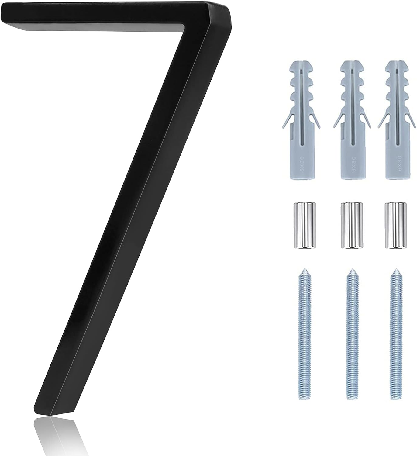 House Address Numbers - 5 Inch Floating House Numbers With Nail Kit And Instructions Easy To Install, High Gloss Black Number 7 5 Inch Black 5 Inch Number 7