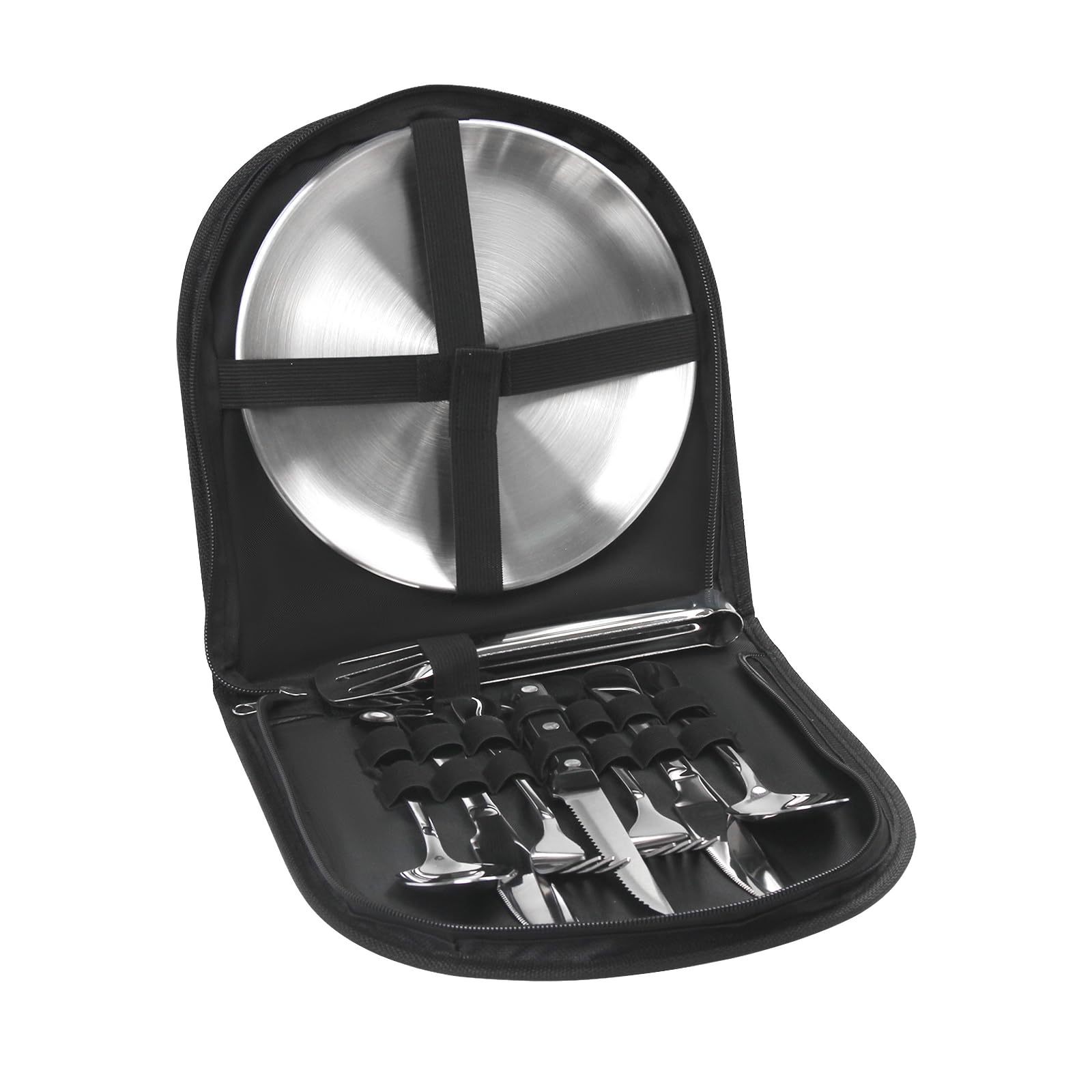 Yuecuu Camping Cutlery Set Stainless Steel 10-Piece Cutlery Picnic Crockery Set for 2 People Portable Outdoor Tableware for Camping Picnic