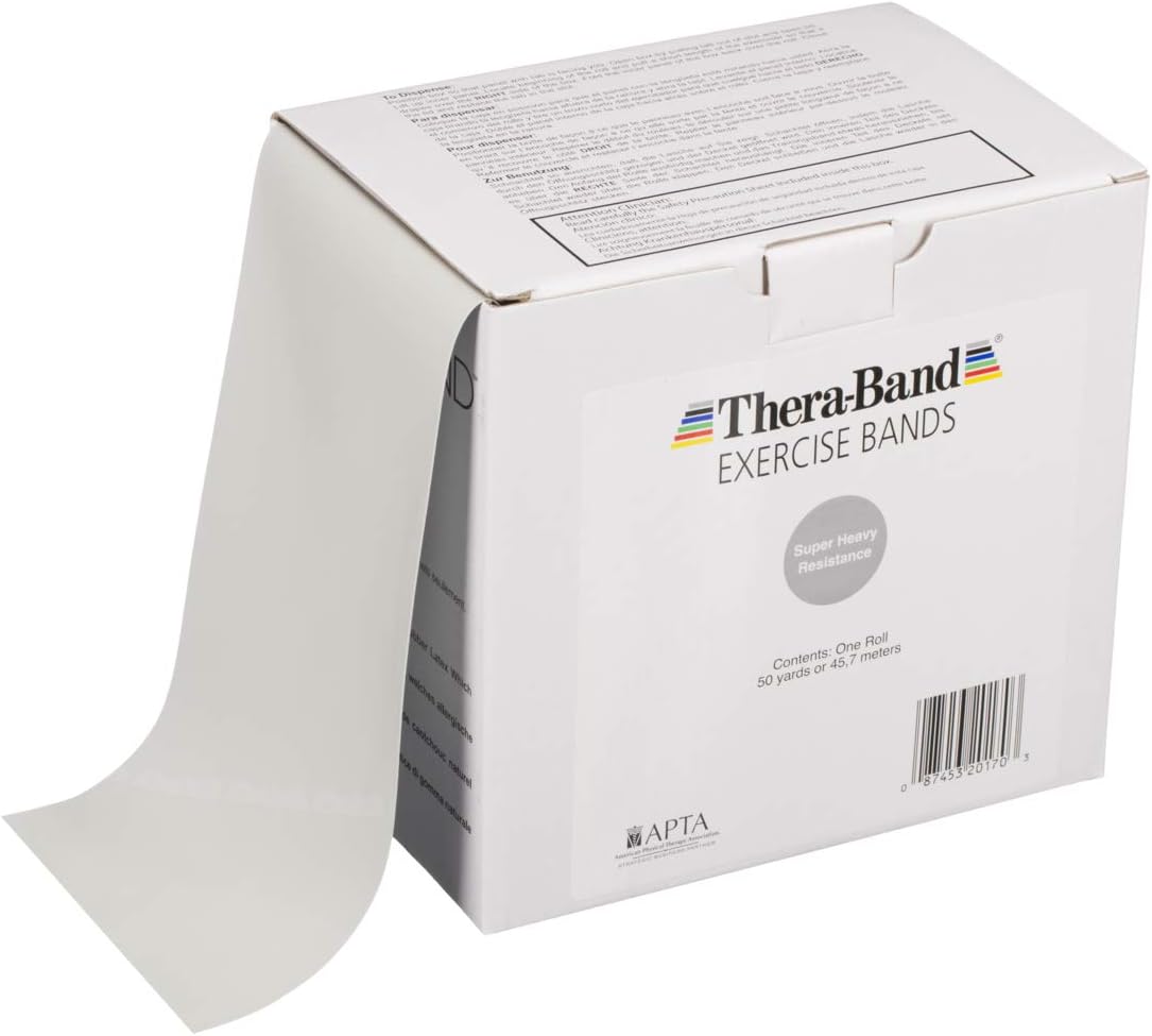 TherabandResistance Bands, 50 Yard Roll Professional Latex Elastic Fitness Band For Upper & Lower Body & Core Exercise, Physical Therapy, Pilates, Yoga, Stretching, Home Workouts, & Rehab