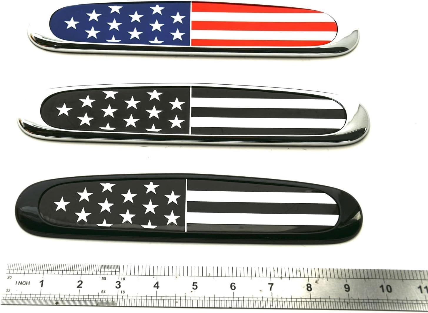 1x Grille USA Flag Emblem Truck Hood Badge Logo Compatible with Freightliner 22-57546-000 (Chrome)
