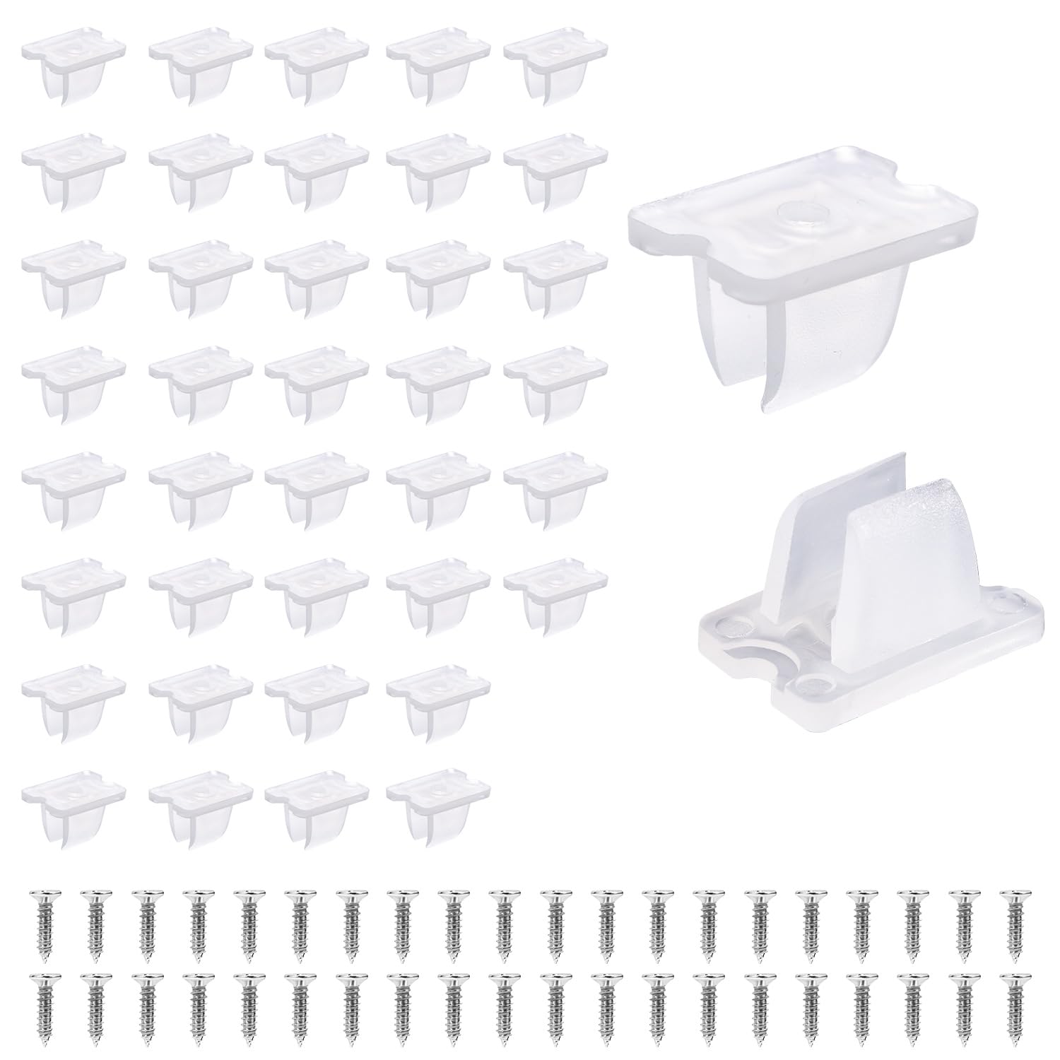 40pcs LED Light Strip Mounting Clips, Fixing Clamps with Screws Mounting Brackets for 5mm to 6mm Neon & LED Strips Ideal for Home and DIY Lighting Projects