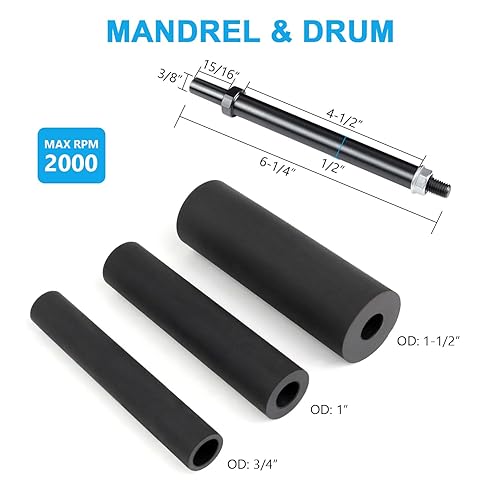 Miniatura 2 de Adaptador de lijadora de husillo 4-1/2" x 1/2" con kit de tambor de lijado de goma OD 3/4", 1", 1-1/2" y fundas de papel de lija Grit# 80,120 - S/10