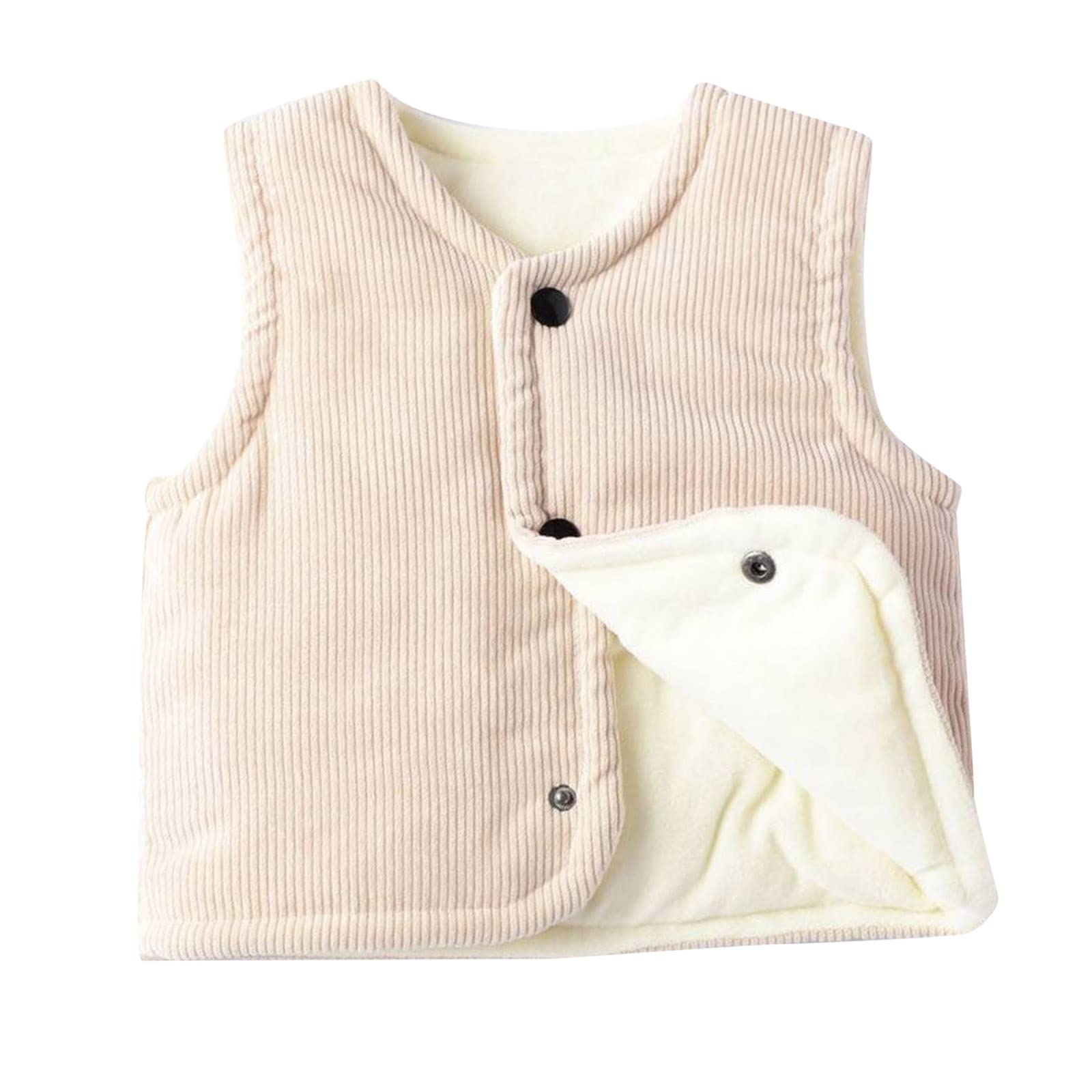 RNTOP Toddler Baby Boys Girls Vests Button Down Padded Waistcoat Tops Sleeveless Cotton Warm Coat (Beige, 5-6 Years)