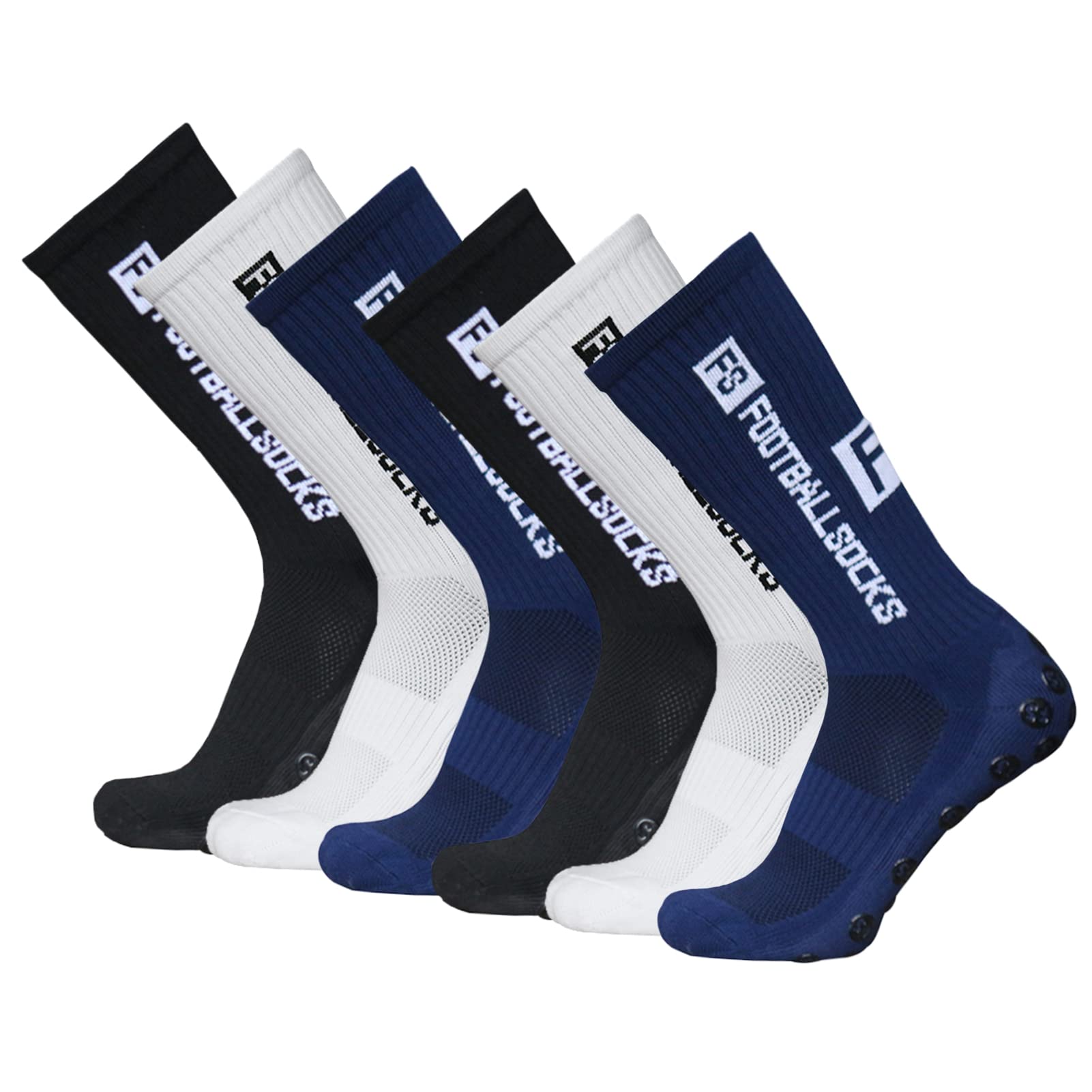 Lixada Chaussettes de Football pour enfant Chaussettes de Sport en Plein Air Compression Chaussettes Sportives Chaussettes Antidérapantes avec Poignées - 3/6 Paires (39-46)