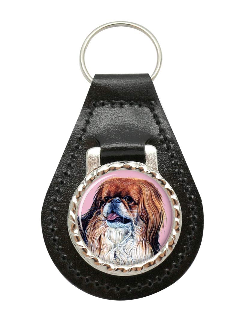 Pekingese Leather Key Fob