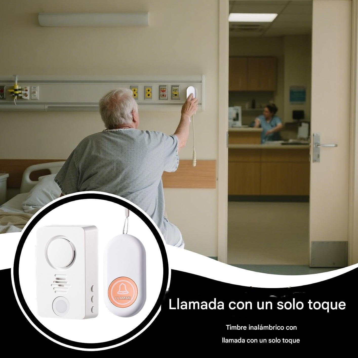 Alarmas con Sensor De Cama para Personas Mayores | Timbre Inalámbrico De Alerta para Mesita De Noche,Dispositivo De Llamada De Bajo Consumo para Adultos Mayores Niños Y Pacientes con Enuresis