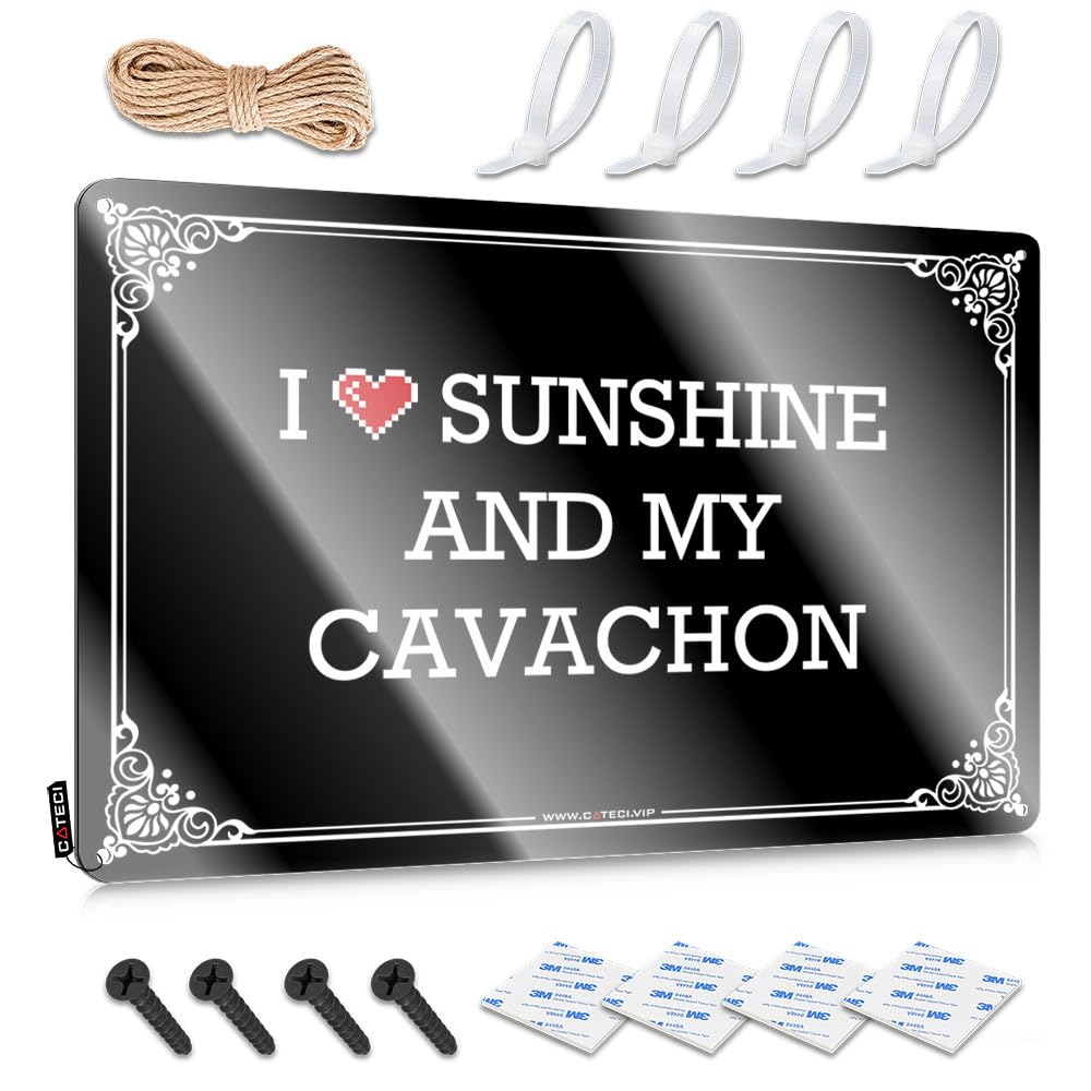 Unique Farmhouse Signs, Lake House Decor Accessory I Love Sunshine & My Cavachon | Farmhouse Pool Decor(20X30CM)
