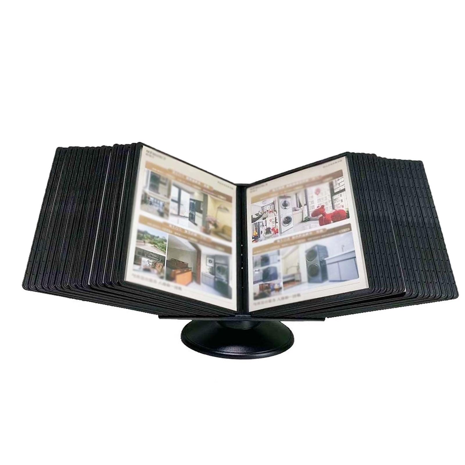 OLSKFUH File Organizer For Desk - Desktop Rotating Catalog Display Rack 20 Double-Sided Display Pockets For Office/H,