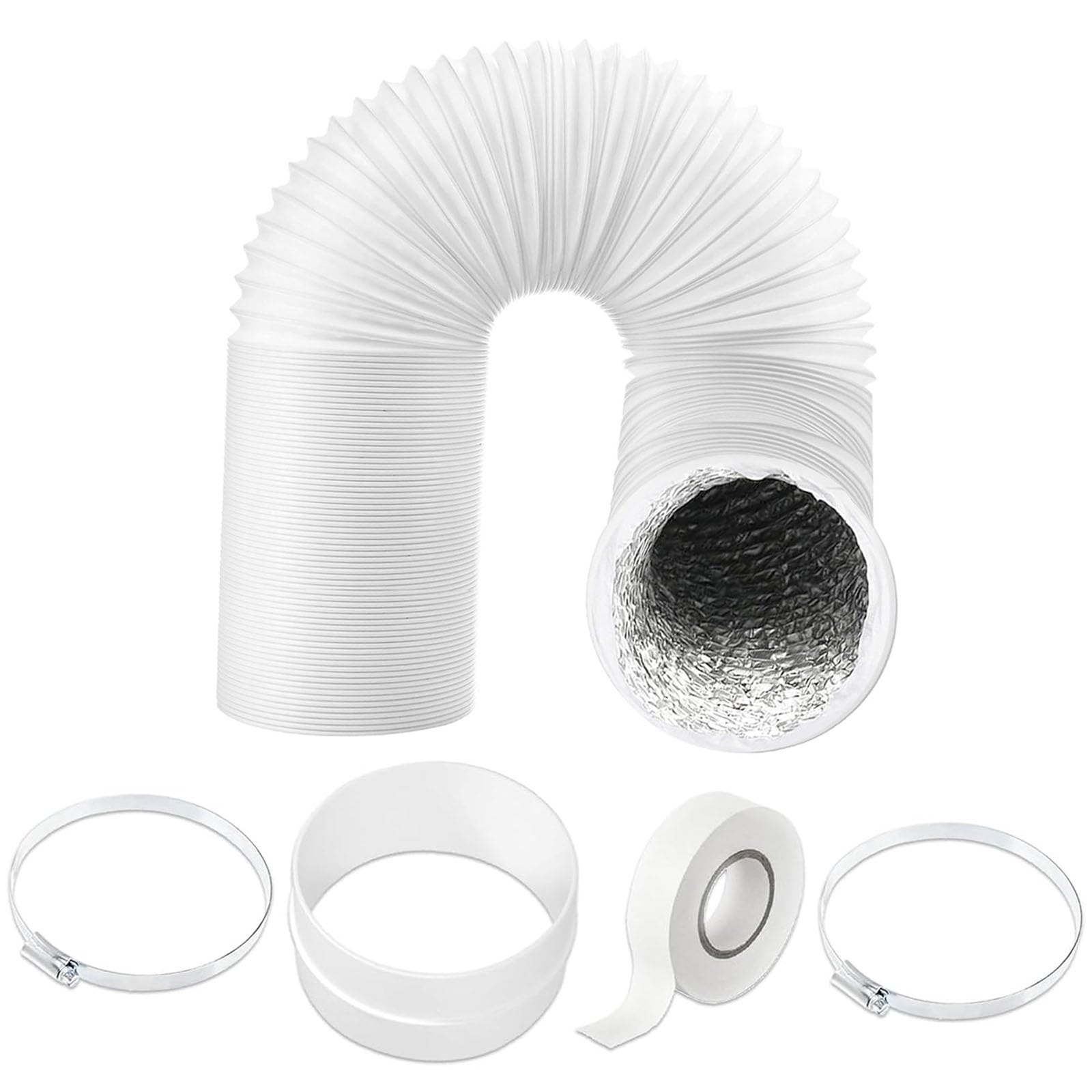 SPARES2GO Vent Hose for Electriq Air Conditioner 5" x 6m PVC Aluminium Foil Insulated Portable Duct Outlet Pipe Extension Kit