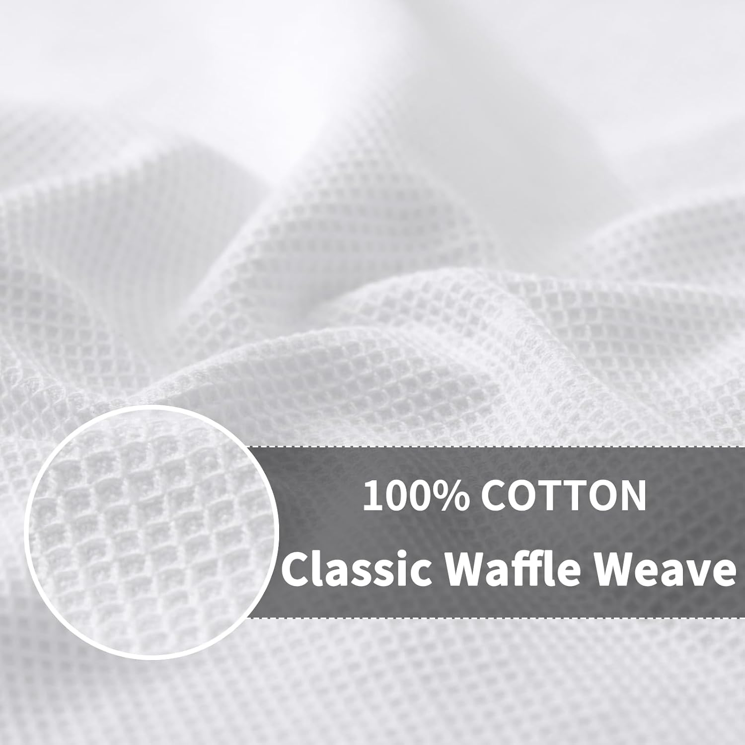 Homaxy 100% Cotton Waffle Weave Kitchen Towels - 4 Pack Soft and Absorbent Dish Towels - 16 x 26 Inches Quick Dry Hand Towels - White - Image 2